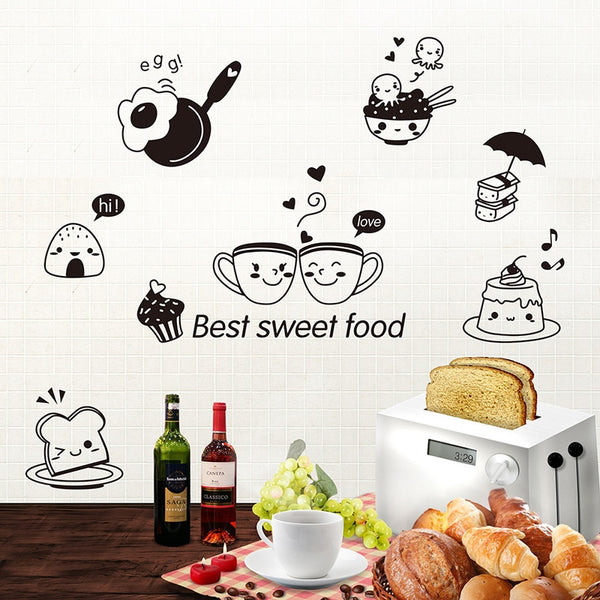 Kitchen Wall Stickers Coffee Sweet Food DIY Wall Art Decal Decoration