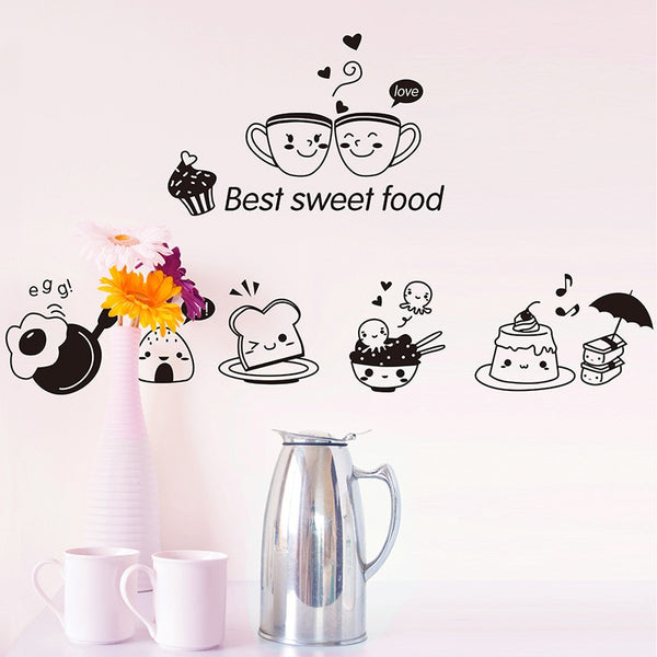 Kitchen Wall Stickers Coffee Sweet Food DIY Wall Art Decal Decoration